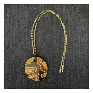 Vintage Boho Abstract Swirl Pendant Necklace with Gold-plated Chain